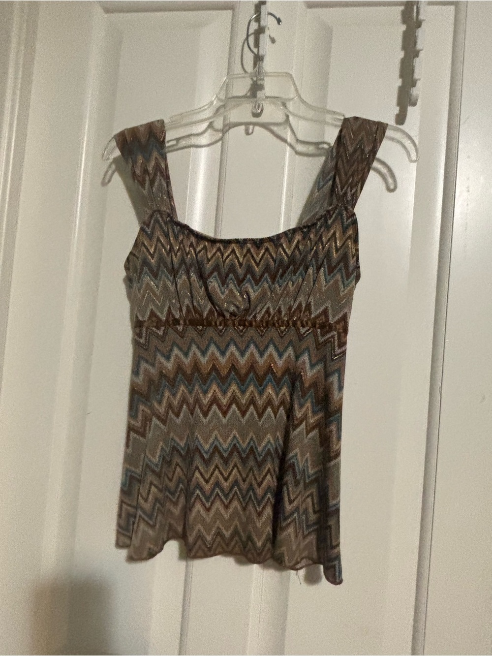 BCX Brown Multi Chevron Empire-Waist Tank Medium